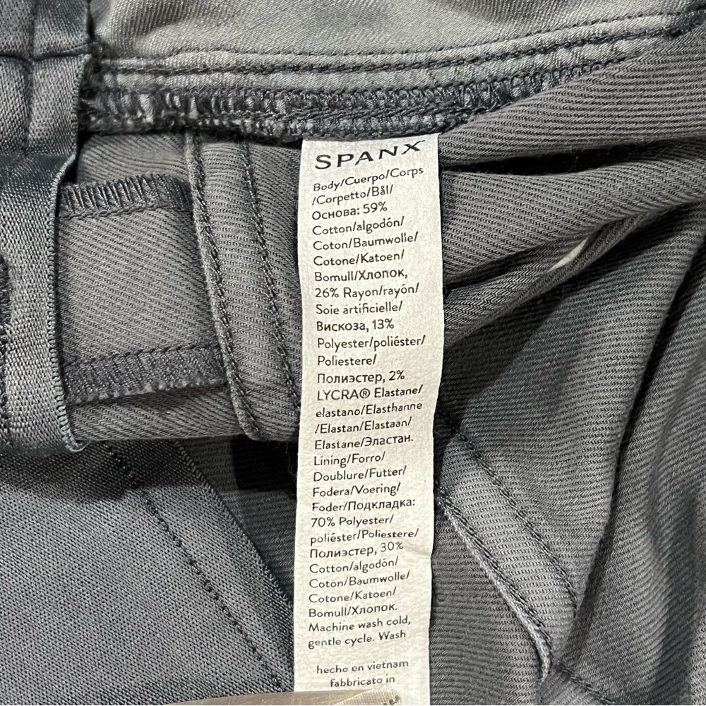 SPANX Stretch Twill Straight Leg Pant Hazy Blue Gray Large Pull On Relaxed - Picture 12 of 16